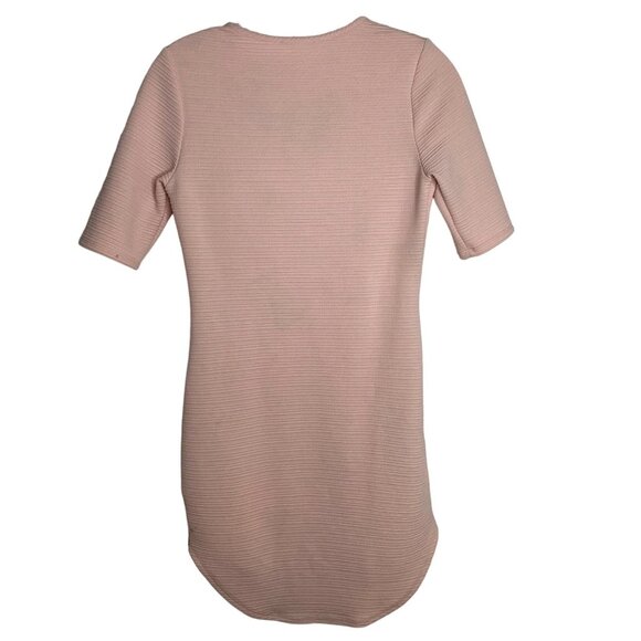 A'GACI Womens Pink Textured Knit Curved Hem Sheath Dress Size M Coquette Barbie - Picture 2 of 8